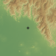 Shaded relief of the 59 km around Tayug, drawn from the GMTED2010 grid