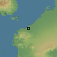 Shaded relief of the 59 km around Ternate, drawn from the GMTED2010 grid