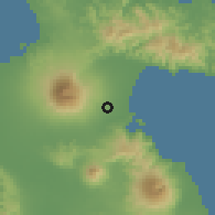Shaded relief of the 60 km around Tigaon, drawn from the GMTED2010 grid