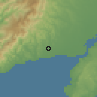 Shaded relief of the 60 km around Tigbauan, drawn from the GMTED2010 grid