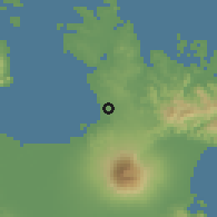 Shaded relief of the 59 km around Tinambac, drawn from the GMTED2010 grid