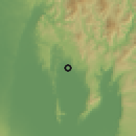 Shaded relief of the 59 km around Baras, drawn from the GMTED2010 grid