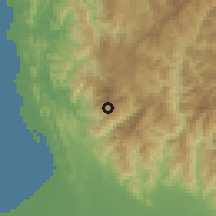 Shaded relief of the 59 km around Tuba, drawn from the GMTED2010 grid