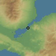 Shaded relief of the 60 km around Tubod, drawn from the GMTED2010 grid