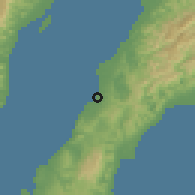 Shaded relief of the 60 km around Tulay, drawn from the GMTED2010 grid