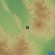 Shaded relief of the 60 km around Tupi, drawn from the GMTED2010 grid