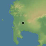 Shaded relief of the 59 km around Tuy, drawn from the GMTED2010 grid