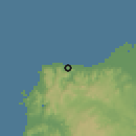 Shaded relief of the 60 km around Tuyom, drawn from the GMTED2010 grid
