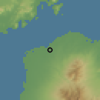 Shaded relief of the 60 km around Victorias, drawn from the GMTED2010 grid
