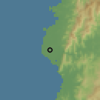 Shaded relief of the 59 km around Vigan, drawn from the GMTED2010 grid