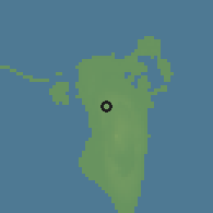 Shaded relief of the 57 km around ar-Rifa'a, drawn from the GMTED2010 grid
