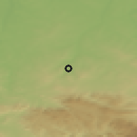 Shaded relief of the 49 km around Leśna, drawn from the GMTED2010 grid