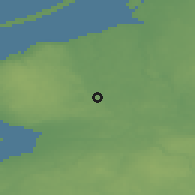 Shaded relief of the 48 km around Młynary, drawn from the GMTED2010 grid