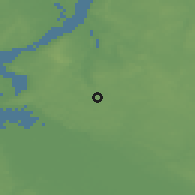 Shaded relief of the 48 km around Moryń, drawn from the GMTED2010 grid