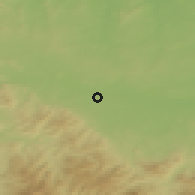 Shaded relief of the 49 km around Paczków, drawn from the GMTED2010 grid