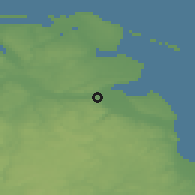 Shaded relief of the 48 km around Reda, drawn from the GMTED2010 grid