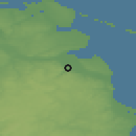 Shaded relief of the 48 km around Rumia, drawn from the GMTED2010 grid