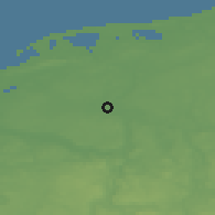 Shaded relief of the 48 km around Sławno, drawn from the GMTED2010 grid