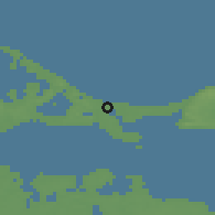 Shaded relief of the 48 km around Świnoujście, drawn from the GMTED2010 grid