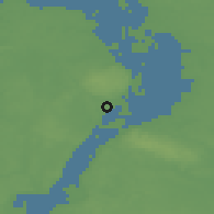 Shaded relief of the 48 km around Szczecin, drawn from the GMTED2010 grid