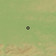 Shaded relief of the 50 km around Zator, drawn from the GMTED2010 grid