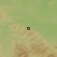 Shaded relief of the 49 km around Złoty Stok, drawn from the GMTED2010 grid