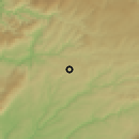 Shaded relief of the 53 km around Campo, drawn from the GMTED2010 grid