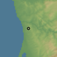 Shaded relief of the 53 km around Canelas, drawn from the GMTED2010 grid