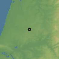 Shaded relief of the 53 km around Cantanhede, drawn from the GMTED2010 grid