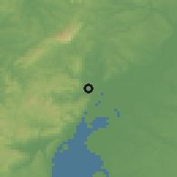 Shaded relief of the 54 km around Carregado, drawn from the GMTED2010 grid
