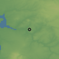 Shaded relief of the 54 km around Alcácer do Sal, drawn from the GMTED2010 grid