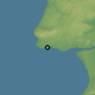 Shaded relief of the 54 km around Cascais, drawn from the GMTED2010 grid