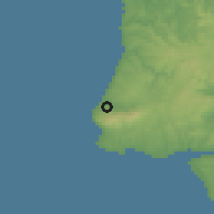 Shaded relief of the 54 km around Colares, drawn from the GMTED2010 grid
