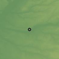 Shaded relief of the 54 km around Coruche, drawn from the GMTED2010 grid