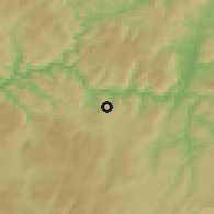 Shaded relief of the 53 km around Custóias, drawn from the GMTED2010 grid