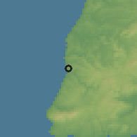 Shaded relief of the 54 km around Ericeira, drawn from the GMTED2010 grid