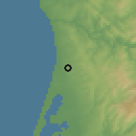 Shaded relief of the 53 km around Esmoriz, drawn from the GMTED2010 grid