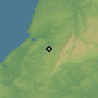 Shaded relief of the 53 km around Évora de Alcobaça, drawn from the GMTED2010 grid