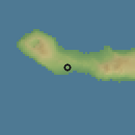 Shaded relief of the 54 km around Fajã de Baixo, drawn from the GMTED2010 grid