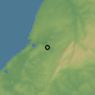Shaded relief of the 53 km around Alcobaça, drawn from the GMTED2010 grid