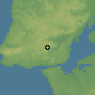 Shaded relief of the 54 km around Famões, drawn from the GMTED2010 grid
