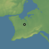Shaded relief of the 54 km around Fernão Ferro, drawn from the GMTED2010 grid