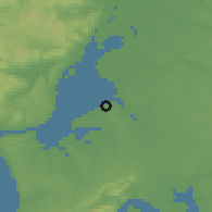 Shaded relief of the 54 km around Alcochete, drawn from the GMTED2010 grid