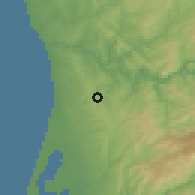 Shaded relief of the 53 km around Fiães, drawn from the GMTED2010 grid