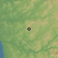 Shaded relief of the 53 km around Frazão, drawn from the GMTED2010 grid
