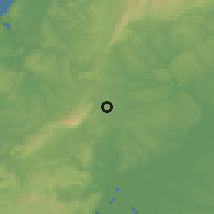 Shaded relief of the 54 km around Alcoentre, drawn from the GMTED2010 grid