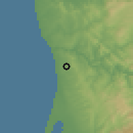 Shaded relief of the 53 km around Gueifães, drawn from the GMTED2010 grid