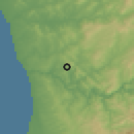 Shaded relief of the 53 km around Jovim, drawn from the GMTED2010 grid