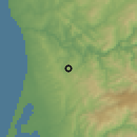 Shaded relief of the 53 km around Lobão, drawn from the GMTED2010 grid