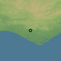 Shaded relief of the 54 km around Loulé, drawn from the GMTED2010 grid